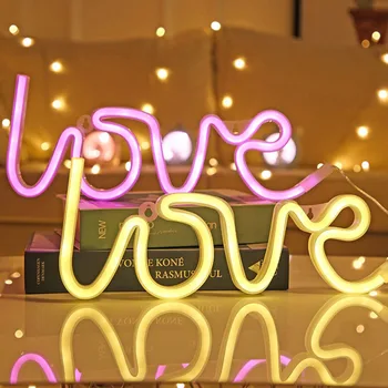 Láska Neónové Značky LED Svetlo na Stenu Tabuľka Dekor Batérie Powered Nočné Svetlá pre Strán, Svadby Domov Bar, Pub Hotel Domáce Dekorácie