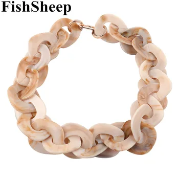 Fishsheep Vyhlásenie Robustný Veľké Akryl Choker Náhrdelník Pre Ženy Nepravidelný Živice Geometrické Prívesok Náhrdelník Módne Šperky 2021