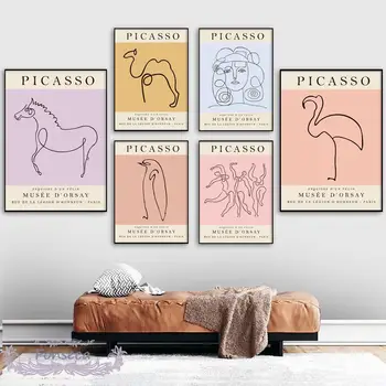Klasické Picasso Zvierat Ľudskú Tvár, Telo, Grafiky, Plagát, Abstraktné Flamingo Penguin Mačka Plátne Obrazy Obývacia Izba Dekorácie