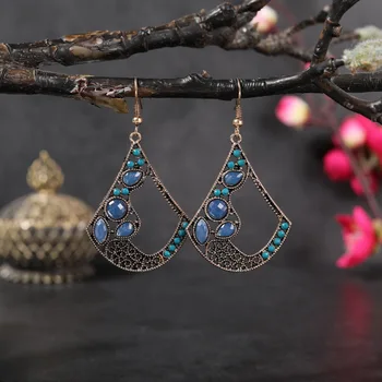 Etnické Egypt Sektor Bronz Ženy, Svadobné Náušnice Vintage Corful Kameň Visieť Náušnice Brincos Šperky