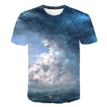 Pánske Oblečenie, Hviezdna Galaxy Vytlačené t shirt Scenérie 3D Streetwear Harajuku Lete Človeka T-tričko Krátky Rukáv Muž Bežné Topy