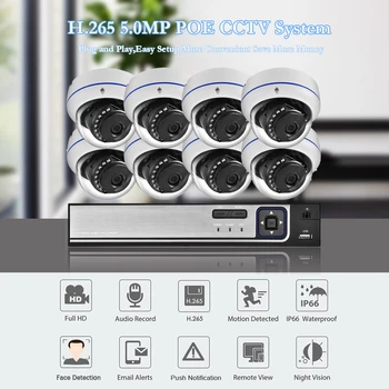 8CH 5MP POE H. 265+ Detekcia Tváre Bezpečnostný Systém NVR Súprava Audio nevýbušnom 5MP Kamery IP CCTV NVR Nastaviť