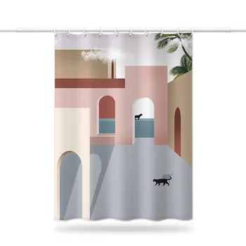Nordic Morandi farebný blok sprchový záves kúpeľňa záclony nepremokavé polyesterové vaňa dekorácie sprchový záves s hákom