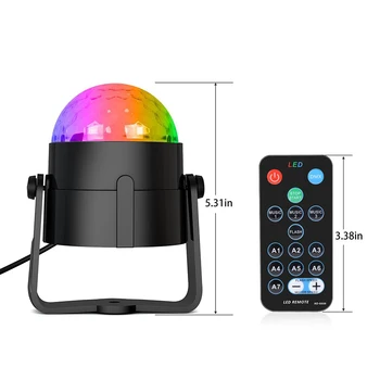 Diaľkové ovládanie účinok Lampy Laserový Projektor Fáze 3W RGB Svetlo Aktivované Zvukom Rotujúce LED Svetlá Disco Ball Strany Strobe Light