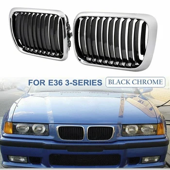 E36 Gril,Čierna Obličiek Predný Nárazník Obličiek Mriežka Grily Na BMW E36 3-Series 318I 323I 328I M3 1997-1999
