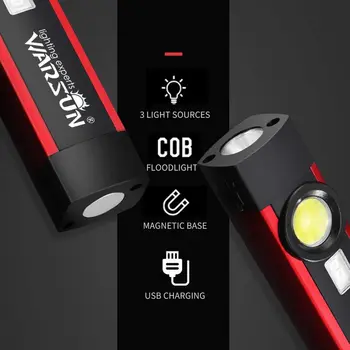 WARSUN COB06 Pet Moču,Papier a Peniaze Nástroj Testu Nabíjateľná Baterka, Multi-Funkčný Mini rucneho S Magnetom,Clip,UVC