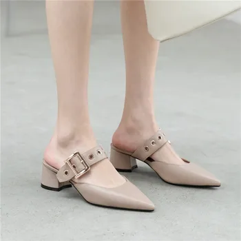 2021 nový príchod ženy sandále kvalitné kožené sandále ukázal prst pracky lete ležérne topánky žena Módne sandále ženy