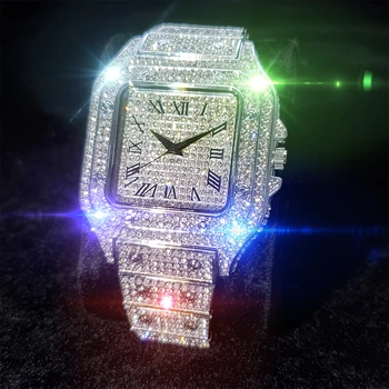MISSFOX Námestie Ľadový Sa Človek Sledovať Biele Zlato sú Veľmi Bohaté Šľachtické Náramkové hodinky Mužov Business Svadobné Party Quartz Mužské Hodinky
