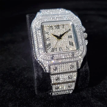 MISSFOX Námestie Ľadový Sa Človek Sledovať Biele Zlato sú Veľmi Bohaté Šľachtické Náramkové hodinky Mužov Business Svadobné Party Quartz Mužské Hodinky