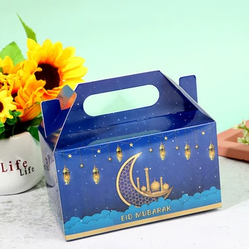 12PCS Eid Mubarak Mesiac Latern Papierové Cukríky Dobroty Boxy Darčekové Krabice Strany Prospech Pre Eid Strany