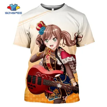 SONSPEE Streetwear Hip hop Ležérne pánske tričko Roztomilé Anime Girl Bang Sen 3D Krátky Rukáv T-Shirt Letné Módne Oblečenie Žien