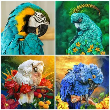 YI Svetlé DIY Diamond Maľovanie Papagáj Plný Vrták Námestie Kolo Diamond Výšivky Zvierat 5D Cross Stitch Výzdoba Domov