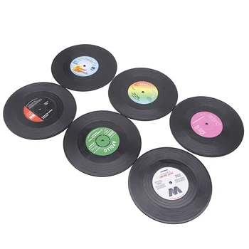 2021 Nové Módne Vinyl Silikónové Záznam Retro Typ Piť Tácky Pohár Rohože 6pcs/ Set