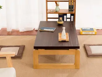 Japonský Štýl Konferenčný Stolík Drevený Nohu Skladacie Obdĺžnikový 110 / 120 cm Multi-funkčné Drevené Čaj Stôl Obývacia Izba Víno Tabuľka