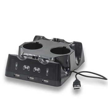 Prenosné 4 Port USB Nabíjací Dok Držiak Pre Playstation 4 PSVR VR Presunúť Základňu Držiaka Stojan Hra Dock Nabíjací Stojan Pre SONY PS4