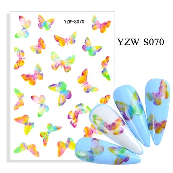 3D Nálepky na Nechty samolepiace Rainbow Motýľ Nail Art Dekorácie Roztomilé Farebné Hmyzu Nálepky na Nechty, Fólie, Doplnky