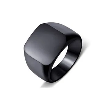 2019 Módne Jednoduchý Štýl Čierny Štvorec Krúžok Klasický Svadobný Prsteň Zásnubný Šperky z Nerezovej Ocele Geometrické Prstene pre Ženy