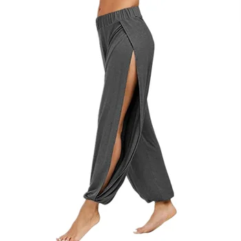 Špeciálny priedušný sexy žien vysokej štrbinou voľné časti nohavíc elastické domov bežné hárem nohavice jóga nohavice rumba nohavice