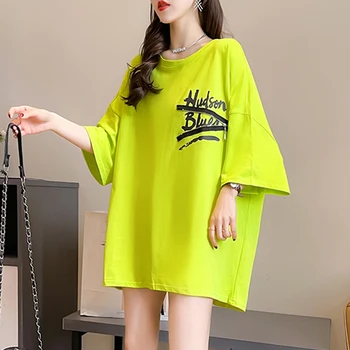 Kekeplus Obchod Nadrozmerné ženy voľné oblečenie módne topy list tlač bavlnené tričká kórejský dámske krátky rukáv tees D72522