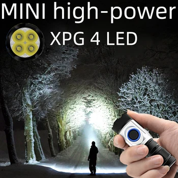 8000LM 4*XPG Mini high-power taktická baterka usb nabíjateľné 5 režime Nepremokavé camping pochodeň použiť 18350 alebo 18650 batérie