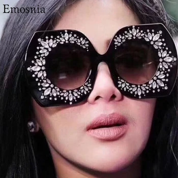 Emosnia 2021 Vintage Diamond slnečné Okuliare Ženy, Luxusné Nadrozmerné Okrúhle Slnečné Okuliare Módne Značky Dizajnér Okuliare Odtiene UV400