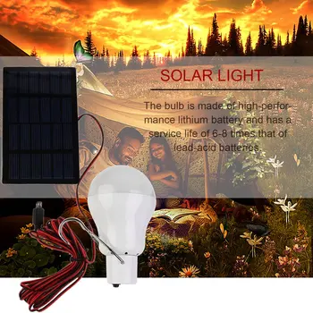 15W 150 Prenosný Solárny LED Žiarovka Solárne Svetlo Nabitá Slnečnej Energie Lampy Vonkajšie Baterka Tábor, Stan Rybárske Svetlo