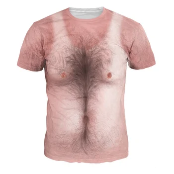 3d mužské tričko vzpierania simulované svalov tetovanie t shirt bežné holé kože, svalov hrudníka t vtipné tričko krátky rukáv oblečenie