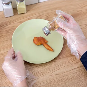 100ks domácnosti disposible rukavice plastové transparentné olej - dôkaz nepremokavá tenká kuchyňa chránia potraviny rukavice cleaning tool
