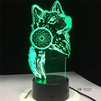 Zviera Vlk Dekor 3D LED Nightlights Farebné Vlk Dizajn Stolové Lampy Domova Ilúzie Svetlá Spálňa Moderný Dekor AW-3227