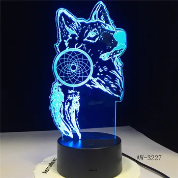 Zviera Vlk Dekor 3D LED Nightlights Farebné Vlk Dizajn Stolové Lampy Domova Ilúzie Svetlá Spálňa Moderný Dekor AW-3227