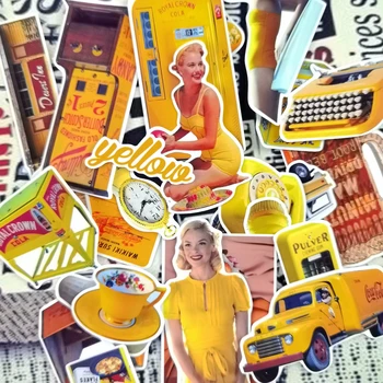 21pcs Akvarel Žltá Vintage Tovaru Nálepky estetické Plánovač Scrapbooking DIY Veci Dievčatá Nálepky Krásne vestník kancelárske potreby