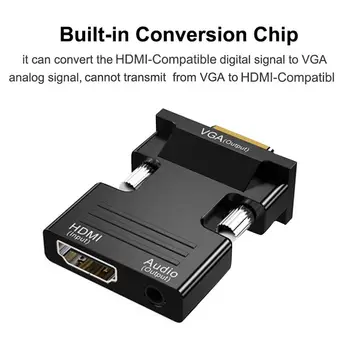 Kompatibilný s HDMI Female na VGA Male Converter pre Audio Adaptér Podpora 1080P Výstup signálov pre PC, Notebook, lcd TELEVÍZOR, Projektor