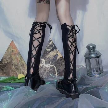 Jar 2021 Nového temného Lolita Popruh Trubice Ponožky High-Top Cool Earth Dlhé Ponožky (Možné Nosiť na Oboch Stranách)