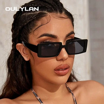 Oulylan Retro Slnečné Okuliare Ženy Značky Malý Obdĺžnik Slnečné Okuliare Ženskej Módy Fluorescenčné Farby Objektív Strany Slnečné Okuliare