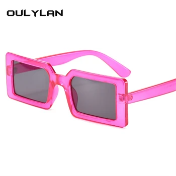 Oulylan Retro Slnečné Okuliare Ženy Značky Malý Obdĺžnik Slnečné Okuliare Ženskej Módy Fluorescenčné Farby Objektív Strany Slnečné Okuliare