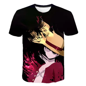 2021 3DT tričko slamený klobúk Japonské anime funny T-shirt mužov a žien O-neck black-krátke rukávy T-shirt 110-6xl