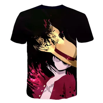 2021 3DT tričko slamený klobúk Japonské anime funny T-shirt mužov a žien O-neck black-krátke rukávy T-shirt 110-6xl