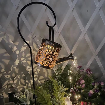 LED Solárna Sprcha Zavlažovanie Môže String Lampa Garden Art Kovov Železa Nepremokavé Umenie Vody Posypeme Kanvica Svetlo Krajiny Dekorácie
