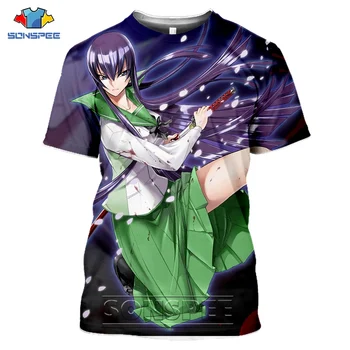 SONSPEE 3D Tlač Anime STREDOŠKOLSKÁ MŔTVYCH T-shirt Lete Sexy Grile Tričko Harajuku Streetwear Muži Ženy Krátke SleeveTops Čaj