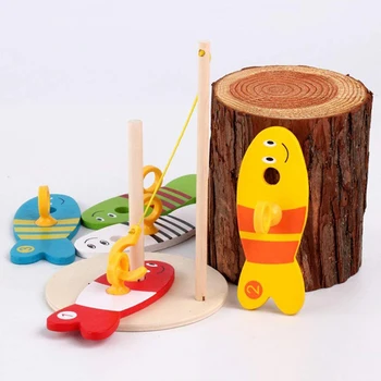 8Pcs/Set Drevené Rybárske Digitálne Hračky Dieťa Ryby Nastaviť Stĺpec & Kids Montessori Puzzle Triedenie Matematika Tehly Vzdelávacie Hra, Hračky