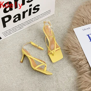 2021 Lete Ženy 7 cm Vysoké Podpätky Flip Flops Sandále Fetish Platformu Pleaser Žlté Zlato Sandles Sexy Striptérka Luxusné Značky Topánky