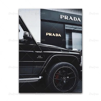 Moderný Modulárny Obrázky Nordic Black Super Auto Luxusné Módne Obchod Plagáty A Tlačí Na Steny Umelecké Plátno Na Maľovanie Domova Rám