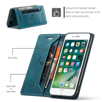 Pre iphone 7 Plus Prípade Flip 360 Magnetické Telefón puzdro Na iPhone 7 7Plus Prípade Kožený Retro Peňaženky Kryt Pre i Phone 7 Apple Prípade