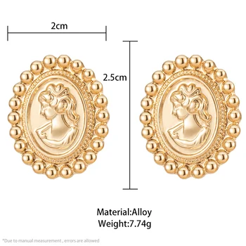 Módny Portrét Vintage Náušnice Zlaté Geometrické Náušnice Pre Ženy Visí Visieť Drop Náušnice 2021 Trend Vyhlásenie Šperky