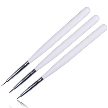 3ks/Veľa hot Predaj Bielej Nailbrush Na Gél UV poľský Mäkkej Kefy Pre Manikúru, Lakovanie Malý Klinec Vzor Nail Art Pen