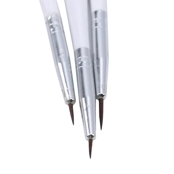 3ks/Veľa hot Predaj Bielej Nailbrush Na Gél UV poľský Mäkkej Kefy Pre Manikúru, Lakovanie Malý Klinec Vzor Nail Art Pen