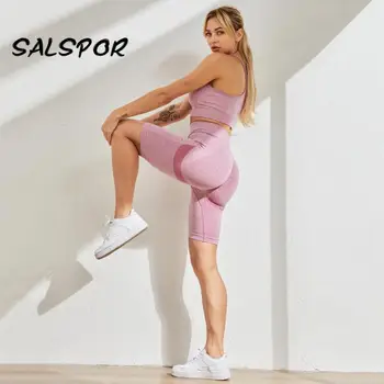 SALSPOR Sexy Push Up Šortky pre Ženy, Vysoký Pás Šport Korisť Šortky Cvičenie Bežné Feminino Bezšvíkové Dna Atletický 2KS