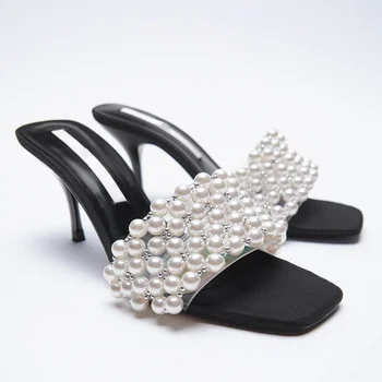 Značka Pearl Nádherné Módne Ženy Letné Sandále Nové Transparentné, Otvorené Prst Sexy Stiletto Sandále Wild Víla Štýl Sandále Ženy