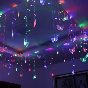 3,5 m 16 Motýľ LED Záves Svetlo Dovolenku Osvetlenie LED Reťazec Svetlo Multi-farebné Atmosféru Svetla