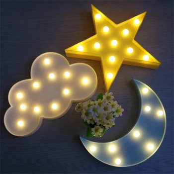 Krásne Cloud Hviezdy, Mesiac 3D LED Svetlo Nočné Svetlo Deti Darček Hračka Pre malé Deti, Spálňa Tolilet Lampa Dekorácie, Interiérové Osvetlenie